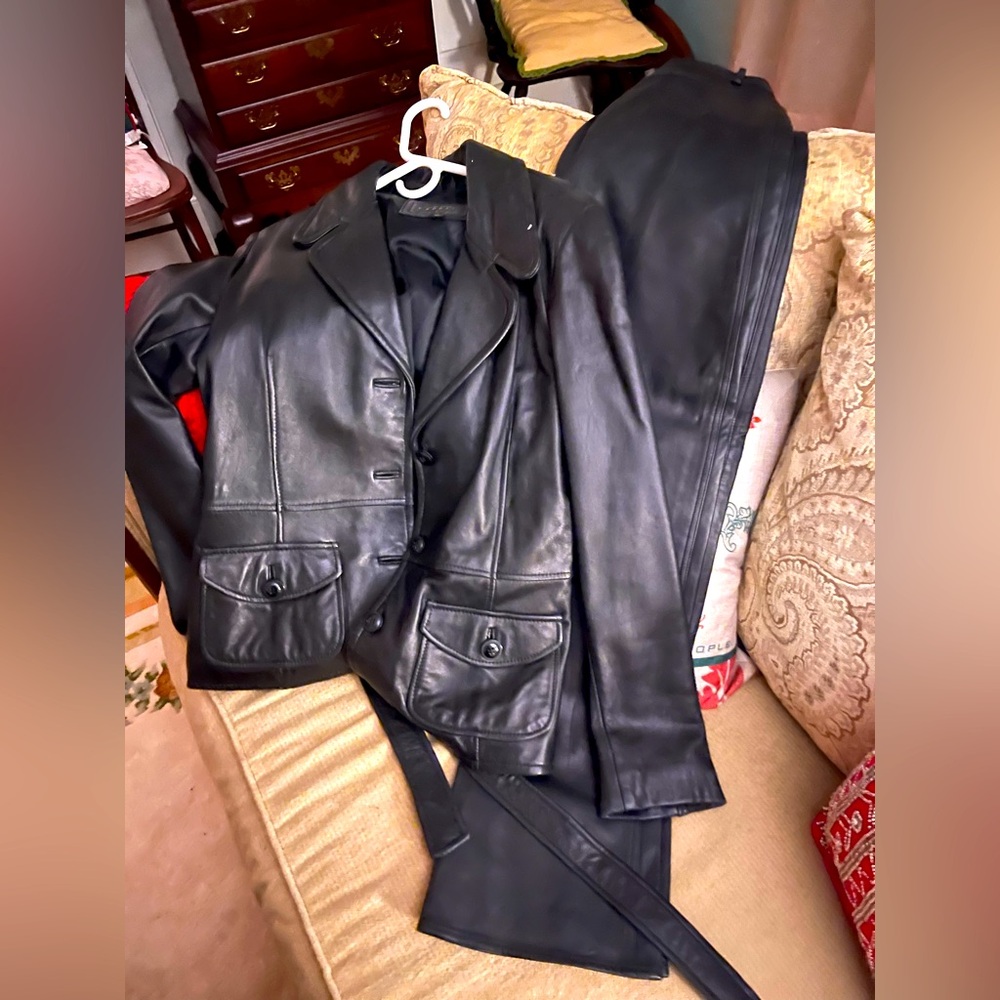 Vintage genuine leather jacket and pants
